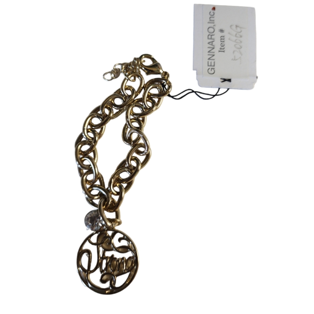 NWT G by Gennaro Strong Gold Toned with Crystal Clasp Bracelet